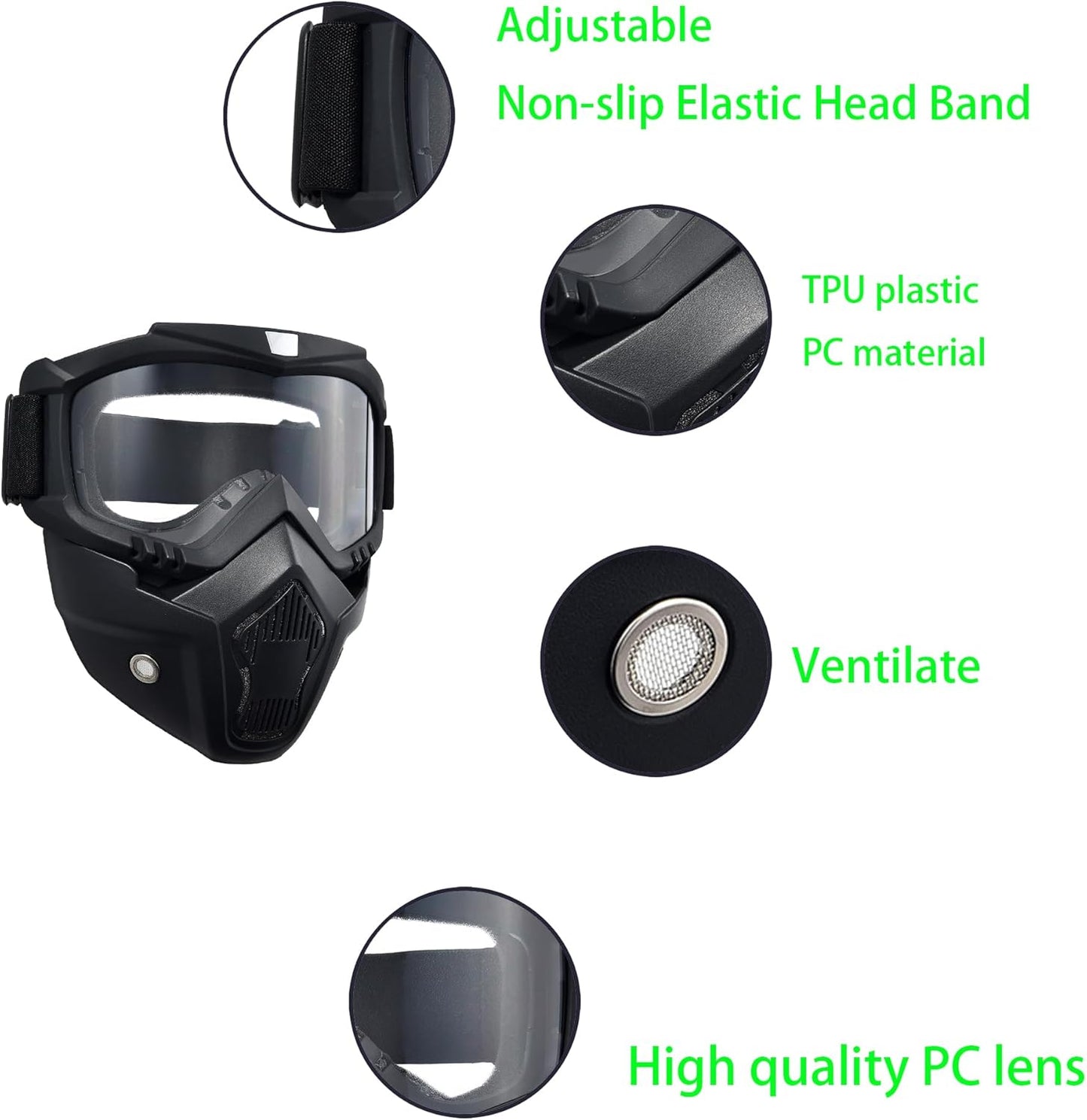 Motorcycle Riding Goggles With Detachable Face Mask